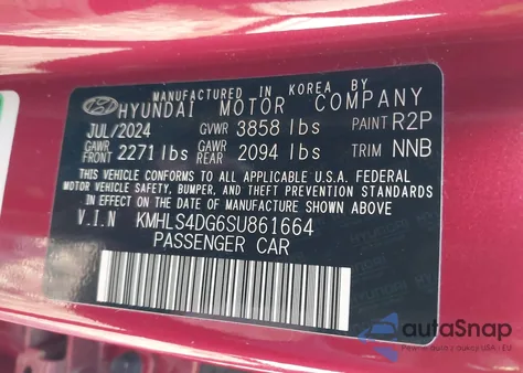 2025 Hyundai Elantra Sel Convenience z USA, uszkodzony, nr VIN KMHLS4DG6SU861664